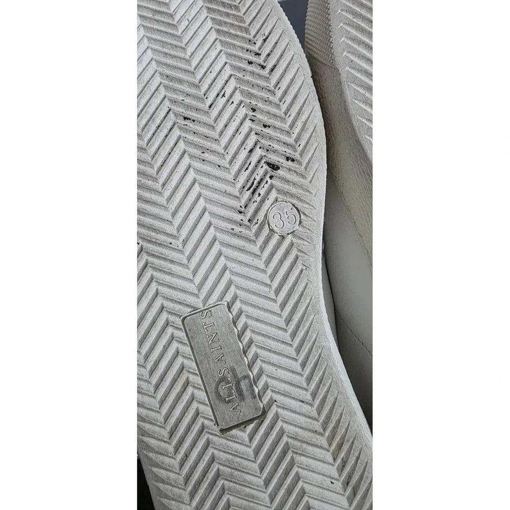 ALLSAINTS‎ Sheer Low Top White Leather Casual Sneakers Women Shoes 6/35 Lace Up